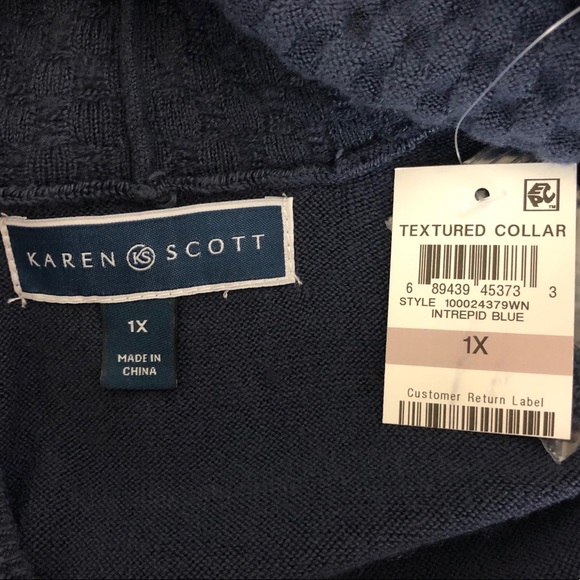 Karen Scott NWT 1X Open Front Cardigan Sweater - Picture 5 of 6